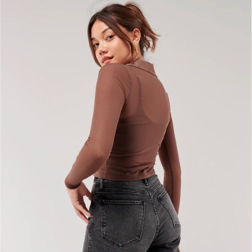 Brown mesh top